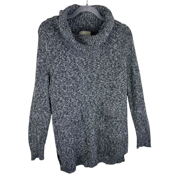 JV Joan Vass Gray Heather Long Sleeve Cowl Neck Cotton Pullover Sweater Size M - Picture 1 of 6